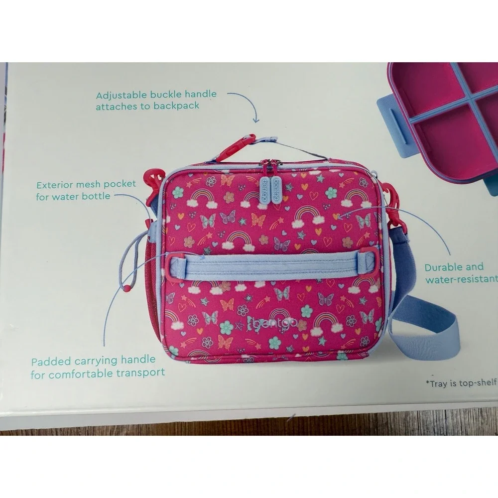 Bentgo Kids Lunch box Set Kids Pink New Rainbow Butterfly Insulated Leak-Proof
